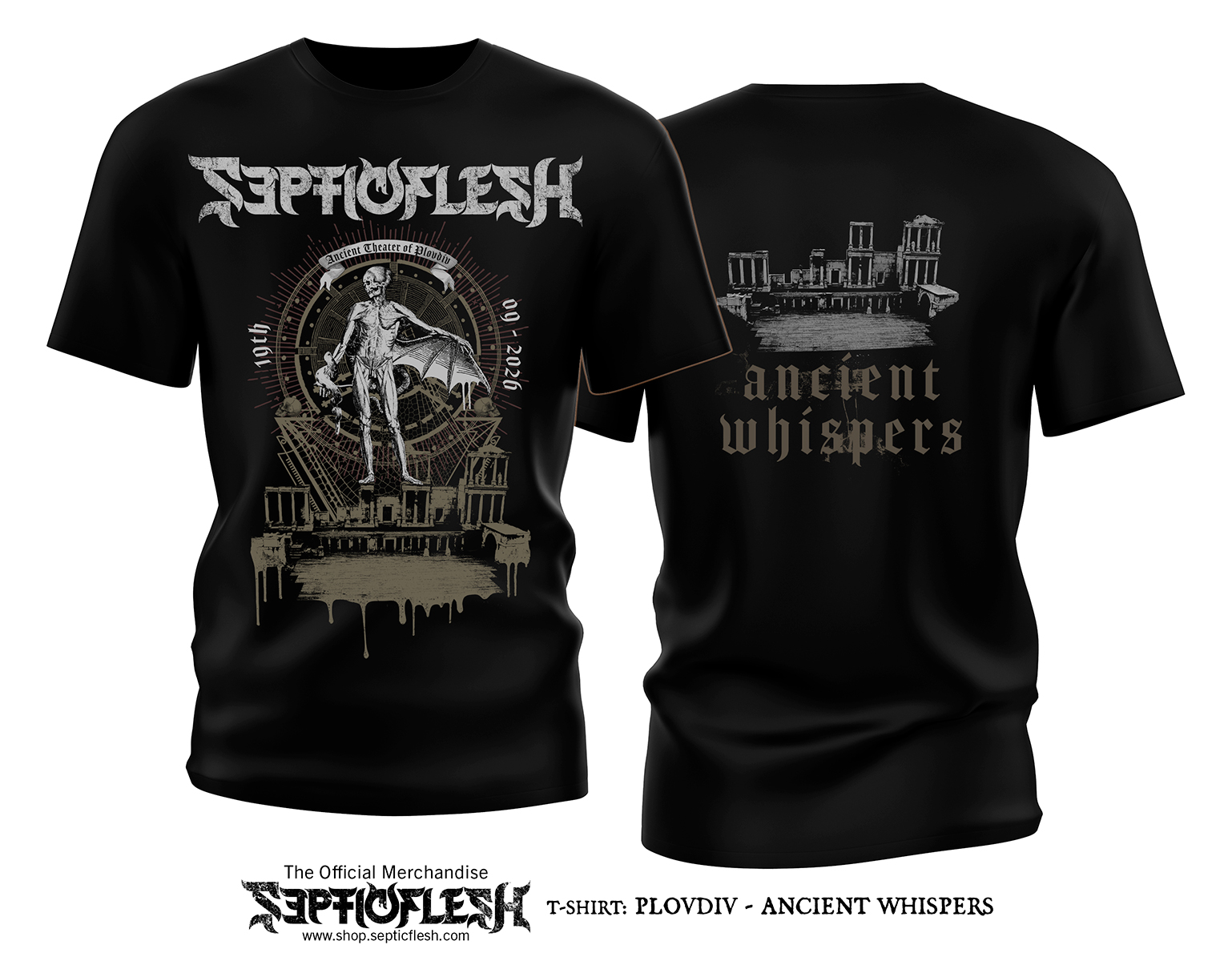 Septicflesh Ancient Whispers Plovdiv 2026 Tshirt Mockup